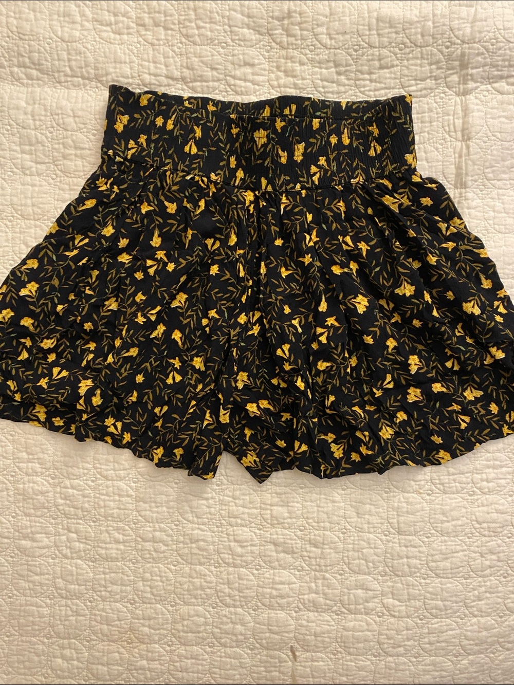 Zara Black Mini Skort with Yellow Floral Print